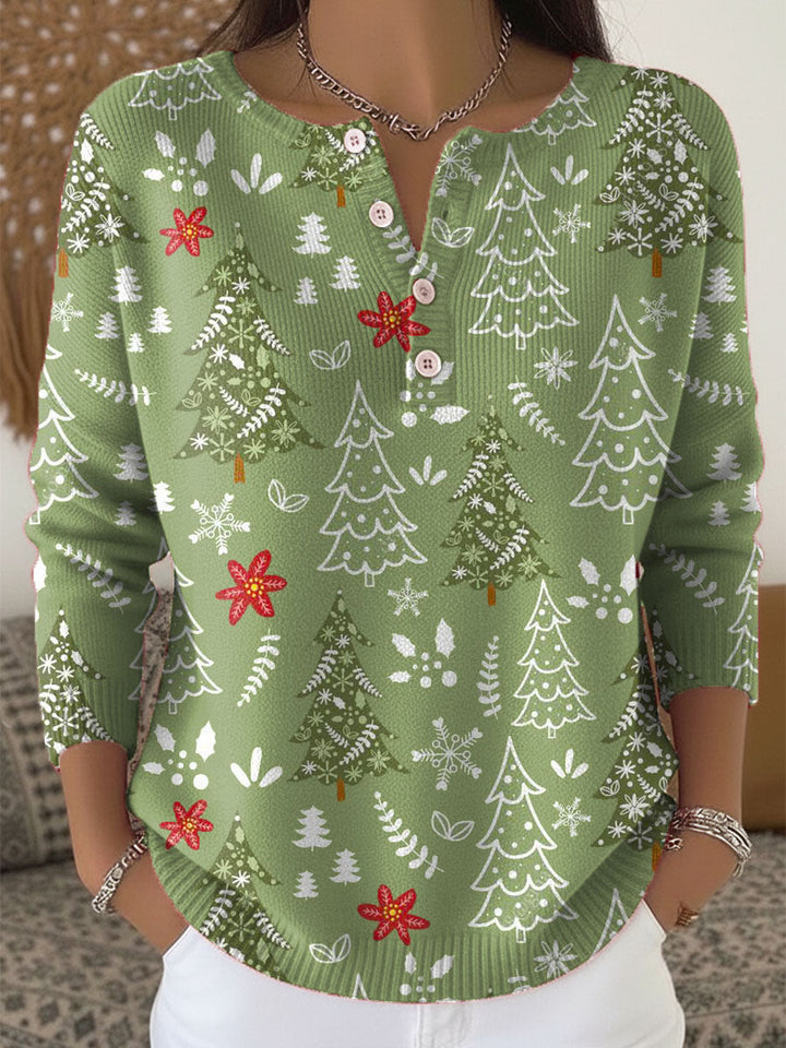 Suéter Cárdigan Navideño para Mujer con Estampado Artístico