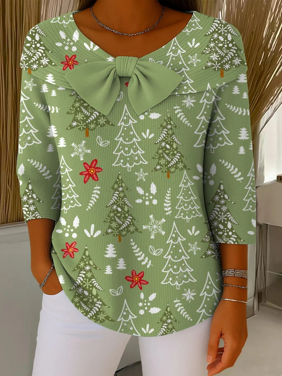 Suéter Cárdigan Navideño para Mujer con Estampado Artístico
