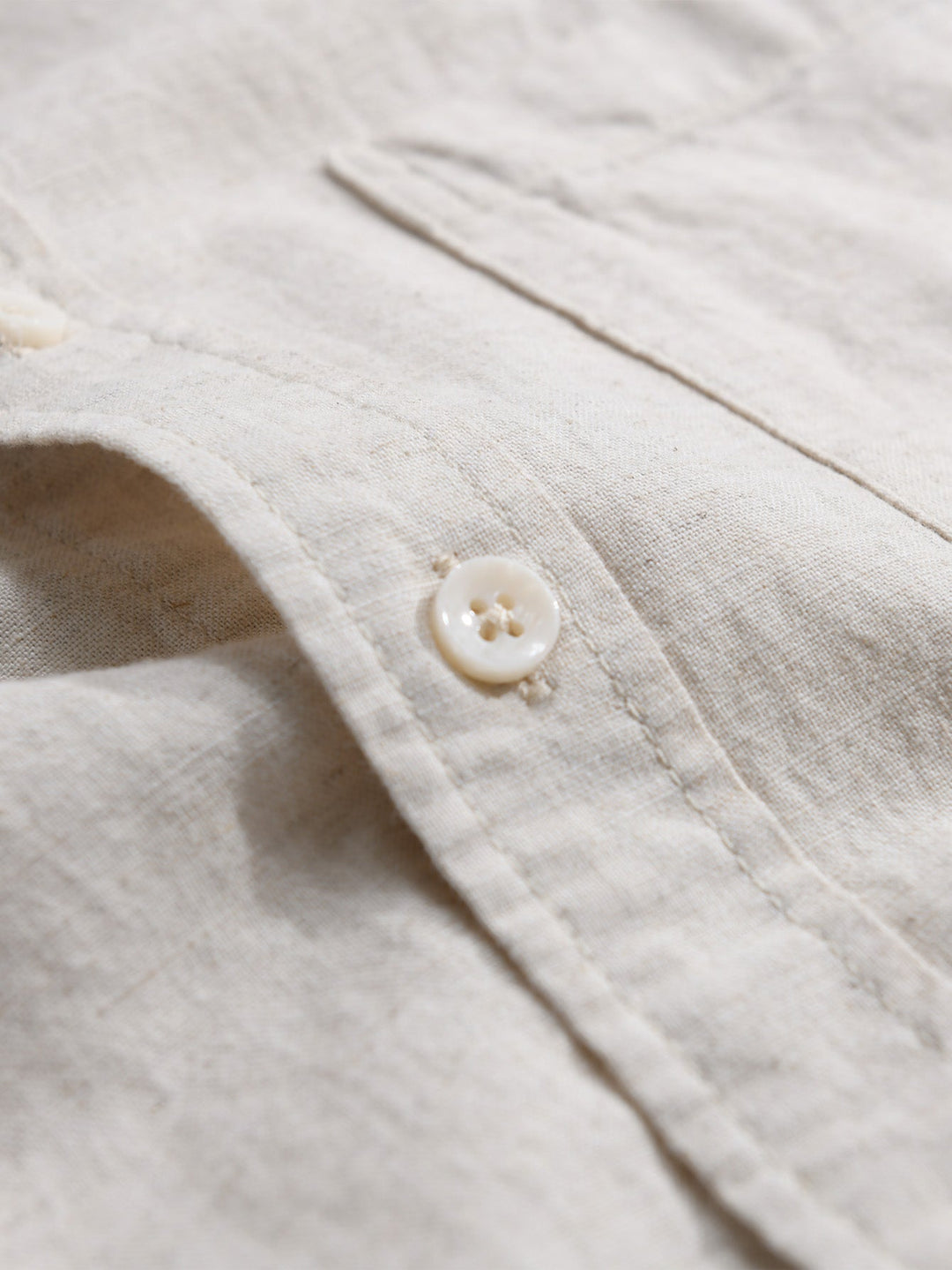 Camisa de manga larga de lino y algodón con bolsillo y pantalón de lino de pierna recta