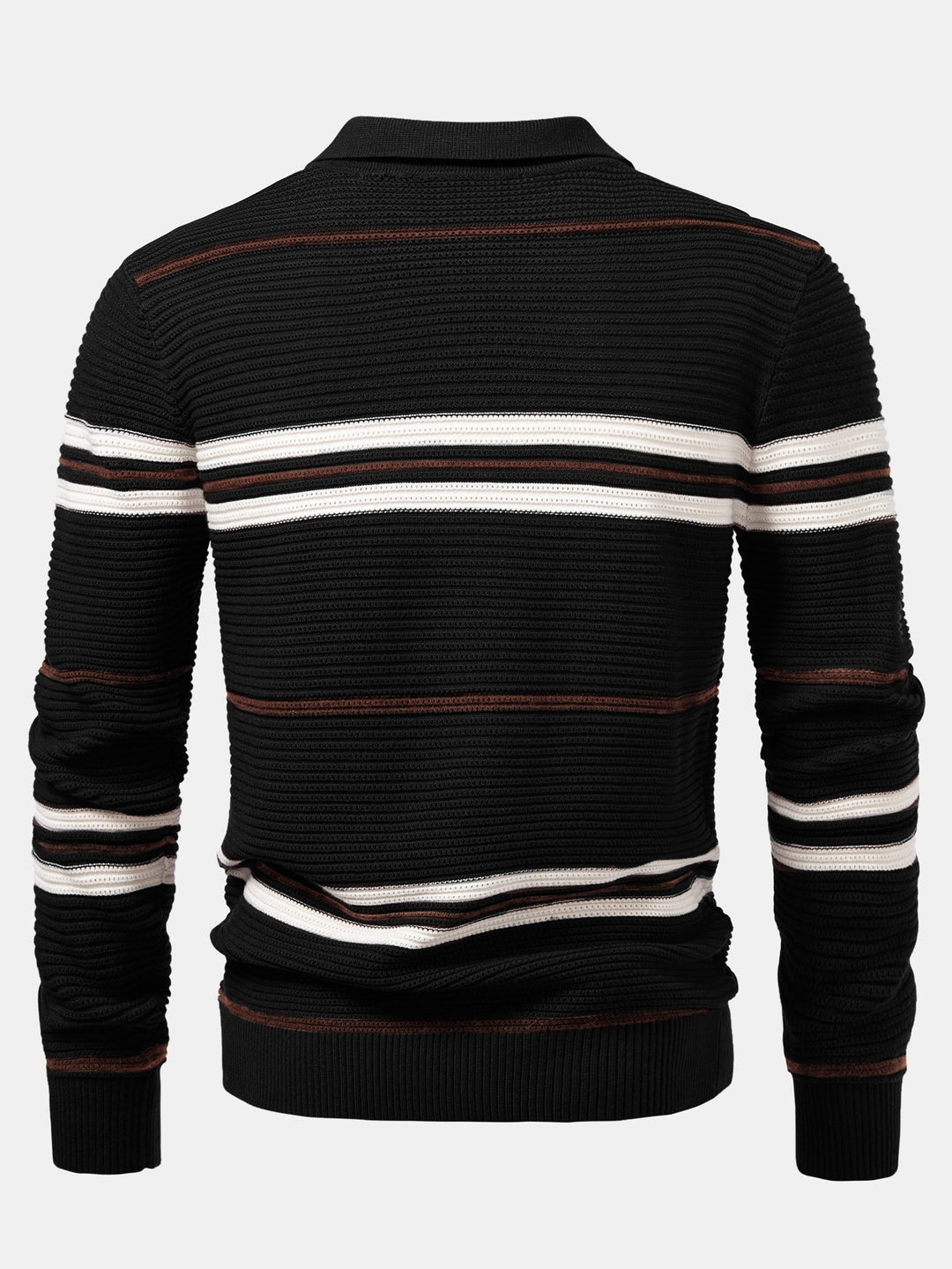 Polo de Punto Texturizado con Rayas y Cremallera