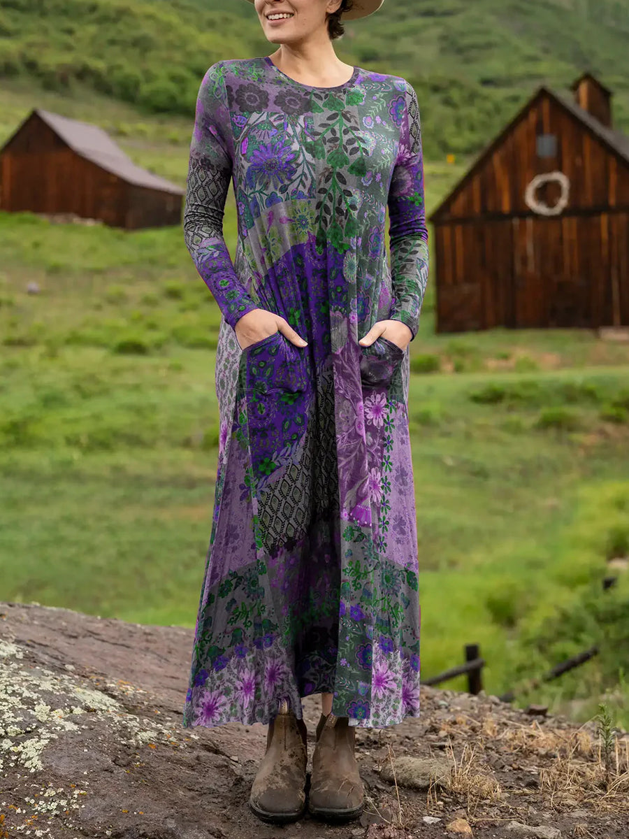 Vestido Boho Estampado Floral con Elasticidad para Mujer