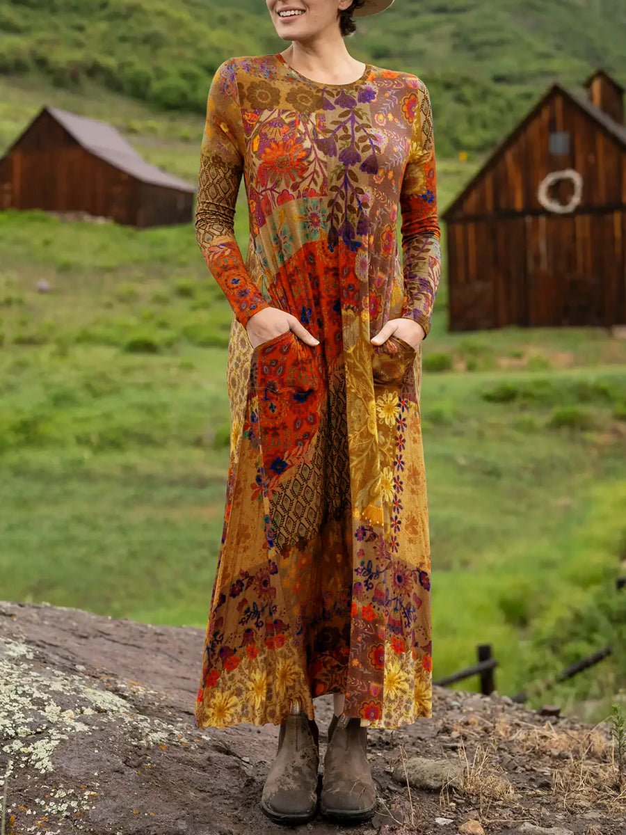 Vestido Boho Estampado Floral con Elasticidad para Mujer