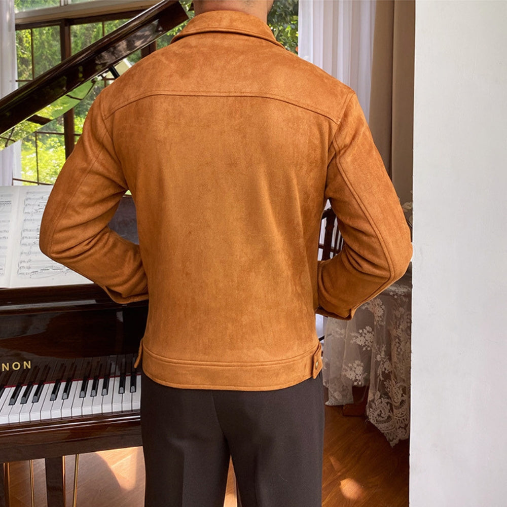 Chaqueta Casual de Gamuza con Solapa Estilo Old Money