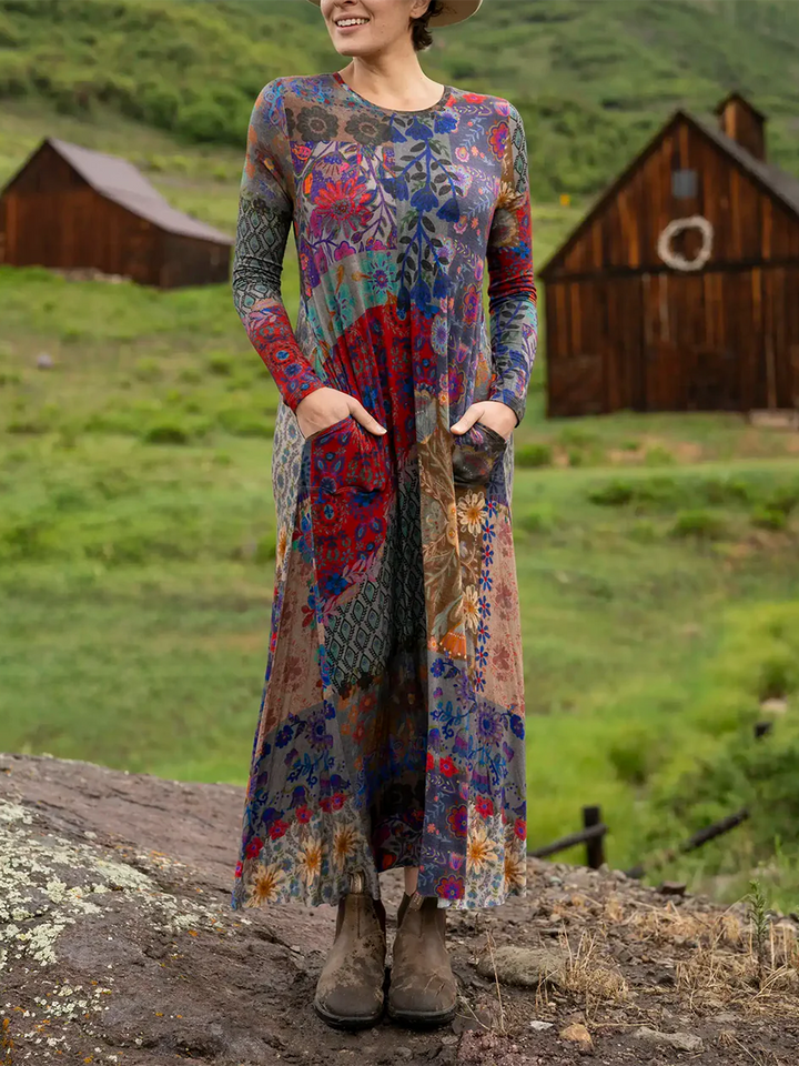 Vestido Boho Estampado Floral con Elasticidad para Mujer