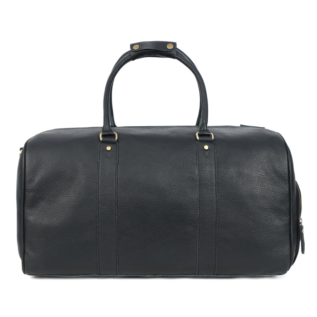Bolsa de cuero negro carbón con ruedas