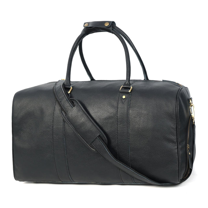Bolsa de cuero negro carbón con ruedas