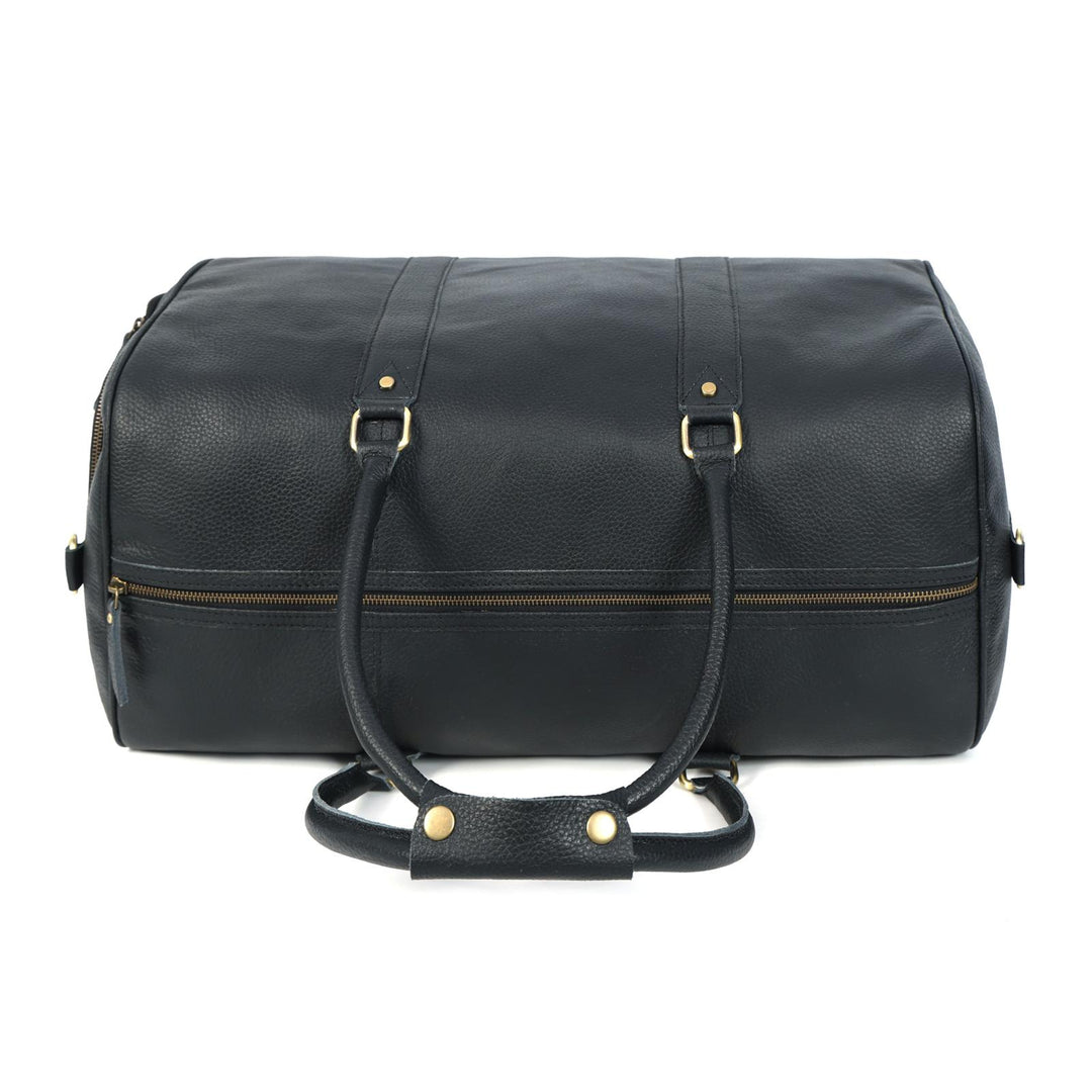 Bolsa de cuero negro carbón con ruedas