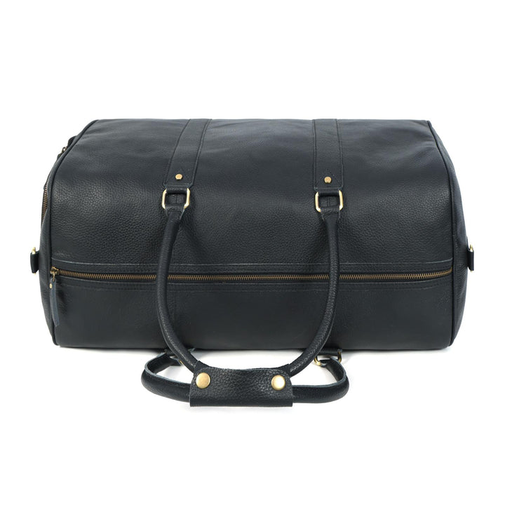Bolsa de cuero negro carbón con ruedas