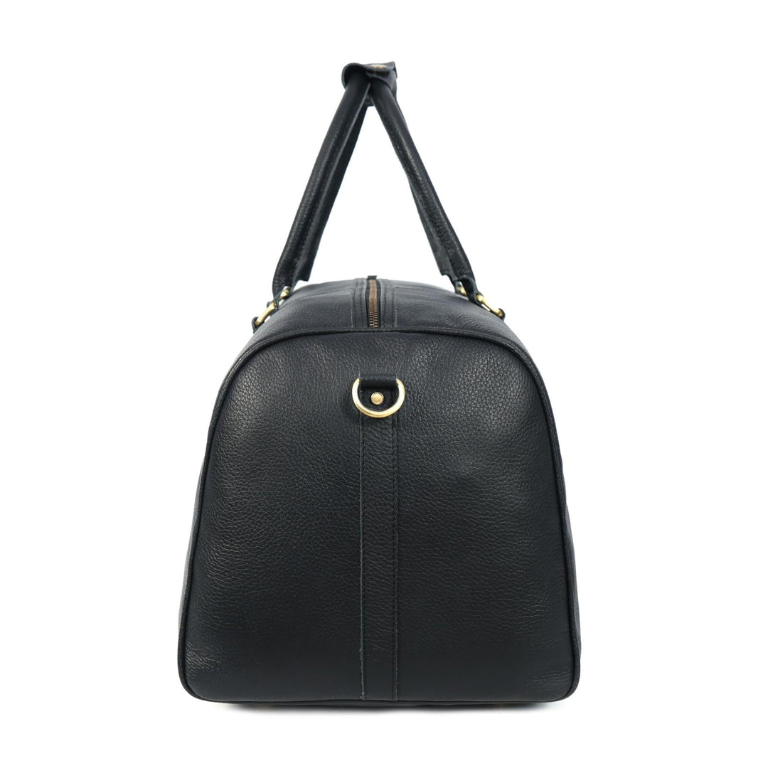 Bolsa de cuero negro carbón con ruedas