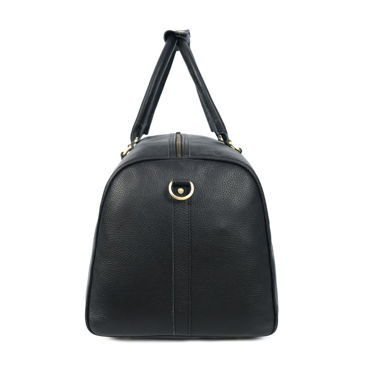 Bolsa de cuero negro carbón con ruedas
