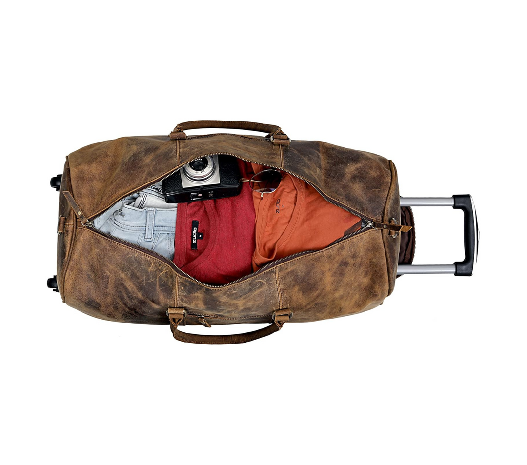 Bolsa de viaje Falcon de cuero de búfalo con ruedas