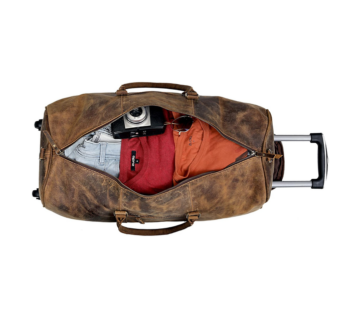 Bolsa de viaje Falcon de cuero de búfalo con ruedas