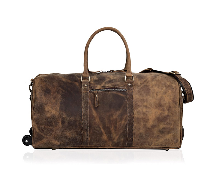 Bolsa de viaje Falcon de cuero de búfalo con ruedas