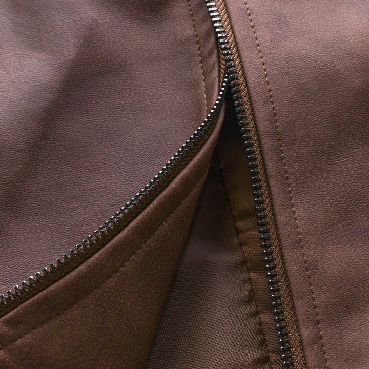 Chaqueta de cuero PU con cremallera, clásica y a la moda para hombre