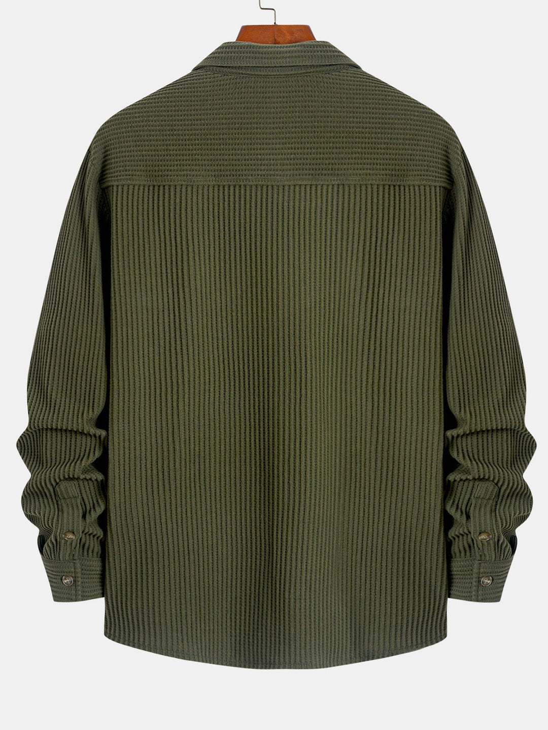 Camisa de Manga Larga de Waffle con Botones y Pantalones de Waffle Tejidos con Cordón
