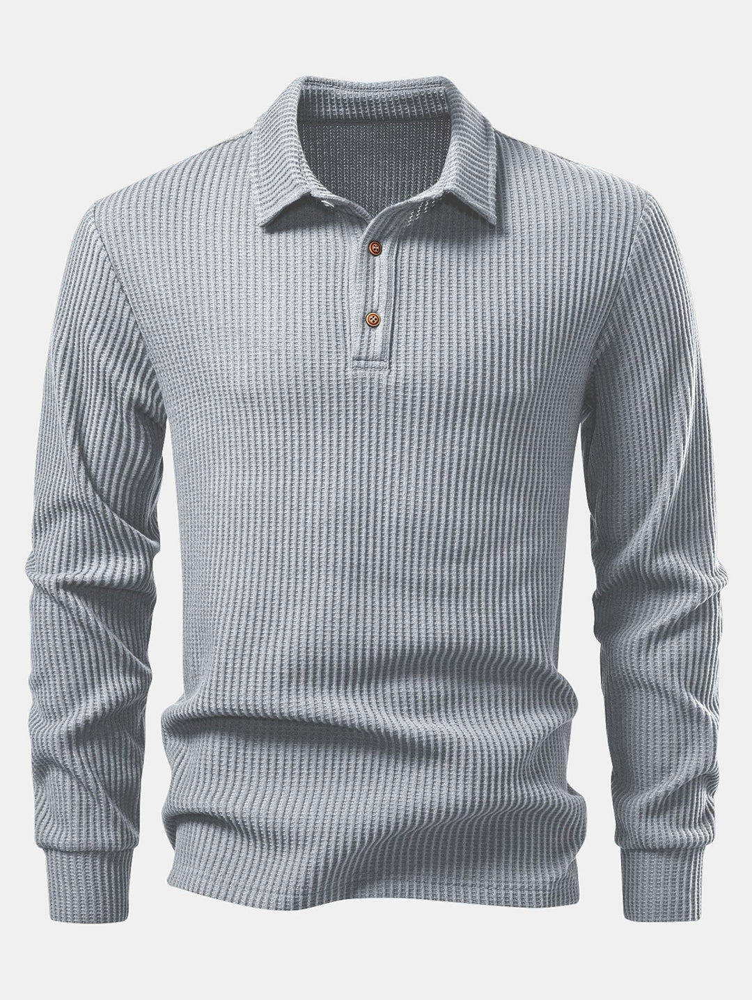 Polo Tejido con Textura Waffle de Manga Larga