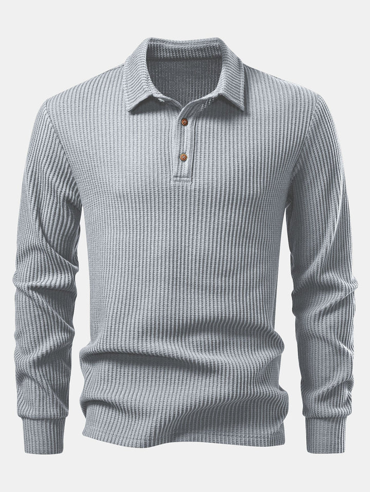 Polo Tejido con Textura Waffle de Manga Larga