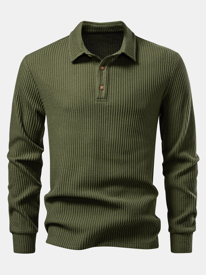 Polo Tejido con Textura Waffle de Manga Larga