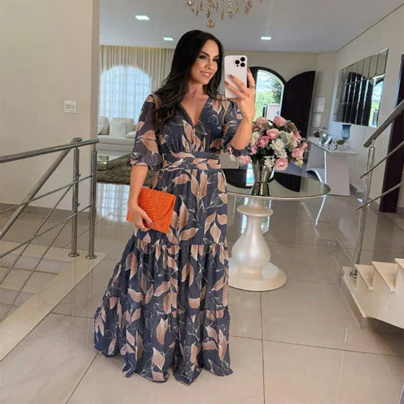 Camille | Vestido largo floral con ajuste cómodo para días elegantes