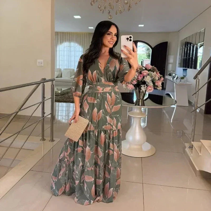 Camille | Vestido largo floral con ajuste cómodo para días elegantes