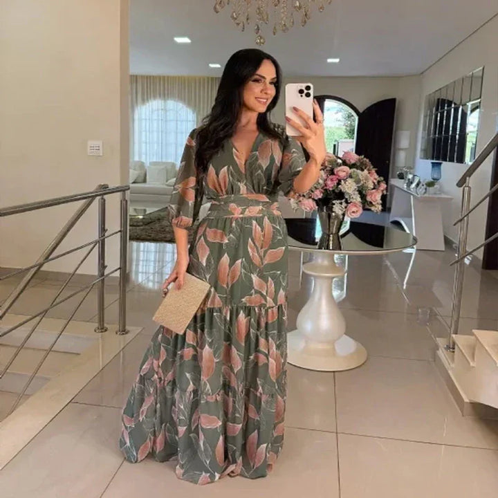 Camille | Vestido largo floral con ajuste cómodo para días elegantes