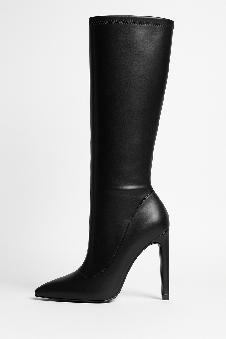 Botas de Cuero Sintético hasta la Rodilla con Punta en Pico