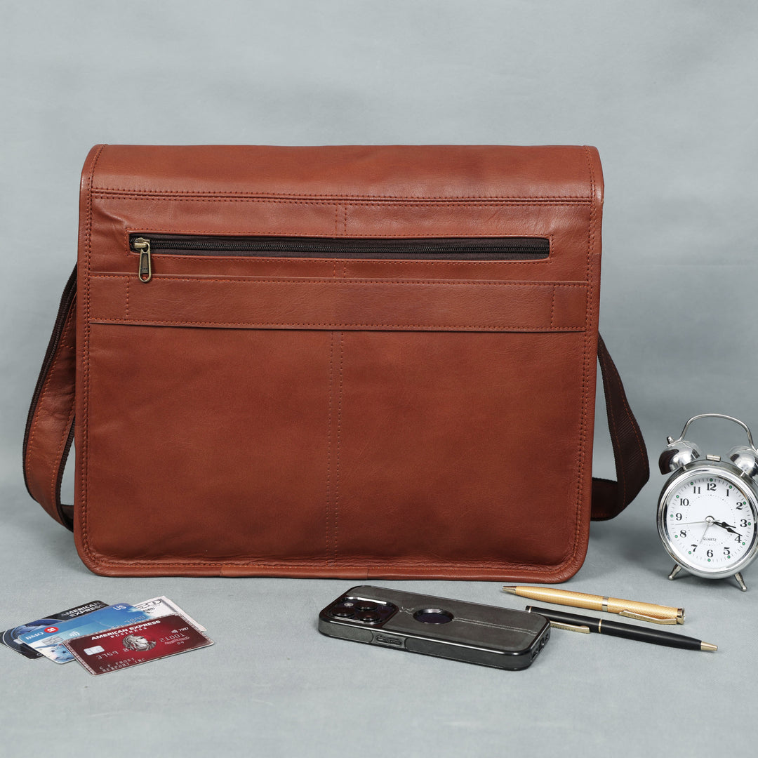 Bolsa mensajero Summit de cuero hecha a mano para hombre