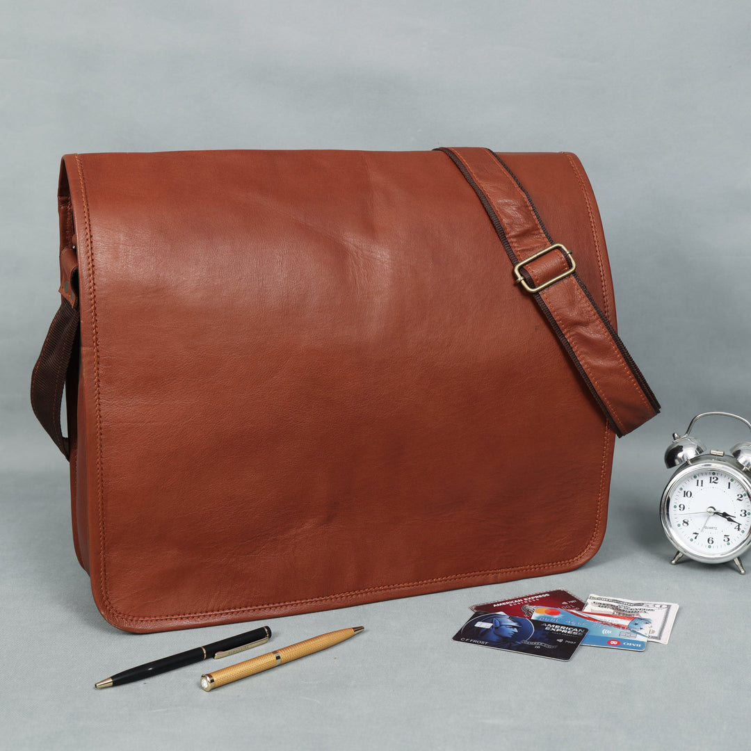 Bolsa mensajero Summit de cuero hecha a mano para hombre