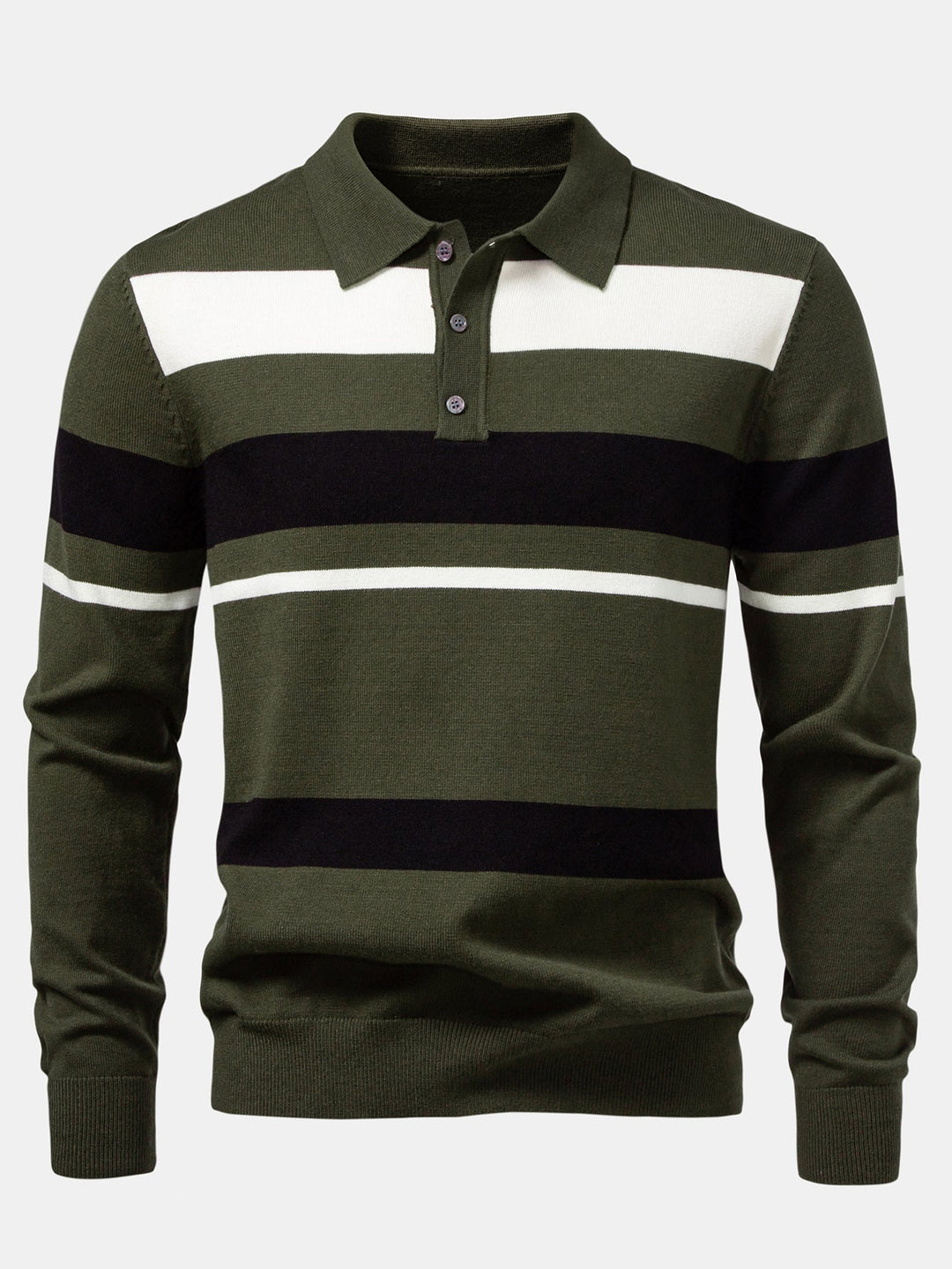 Polo de Punto de Rayas de Manga Larga