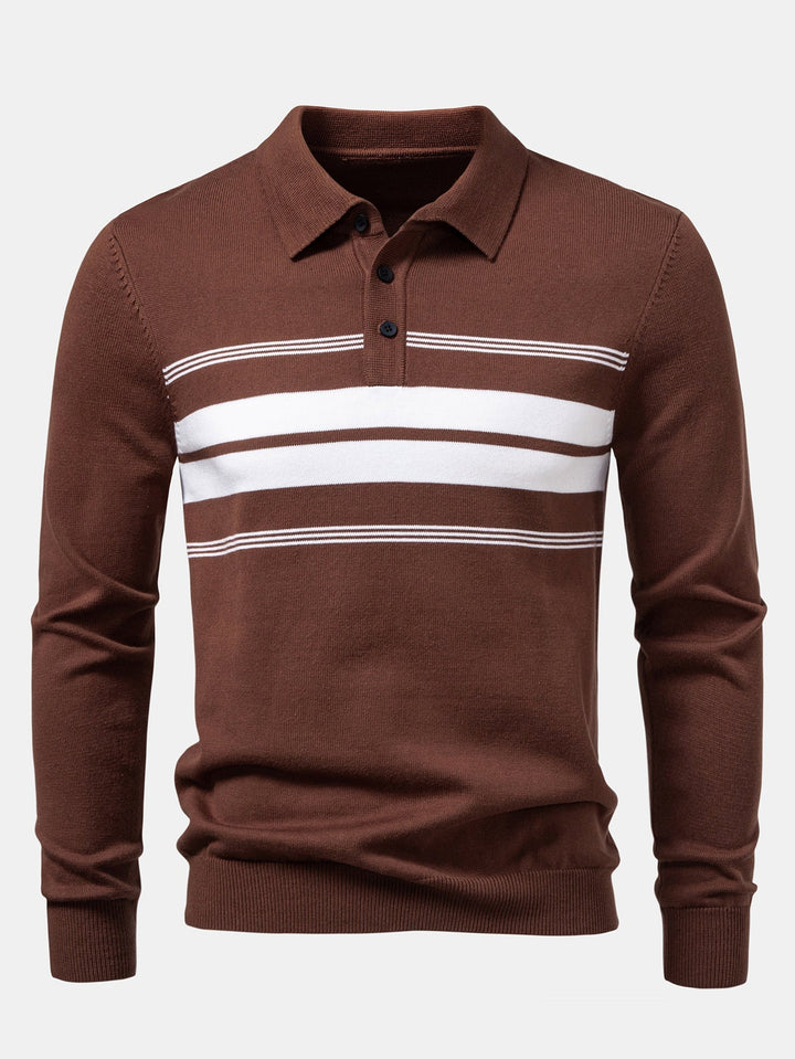 Polo de Punto de Rayas de Manga Larga