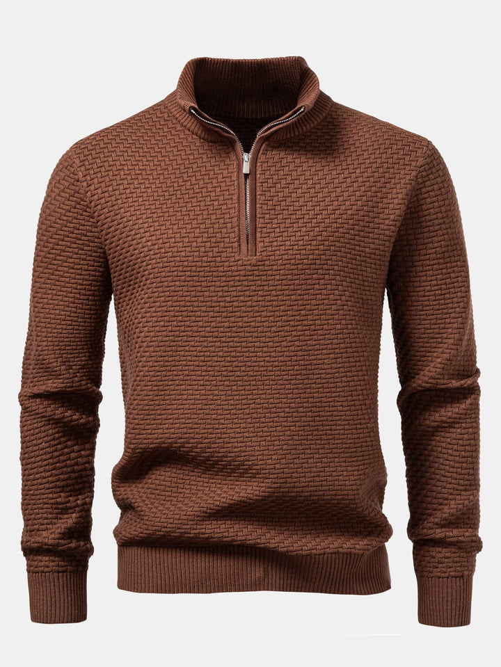 Suéter de Punto Jacquard con Ondas y Cremallera de un Cuarto