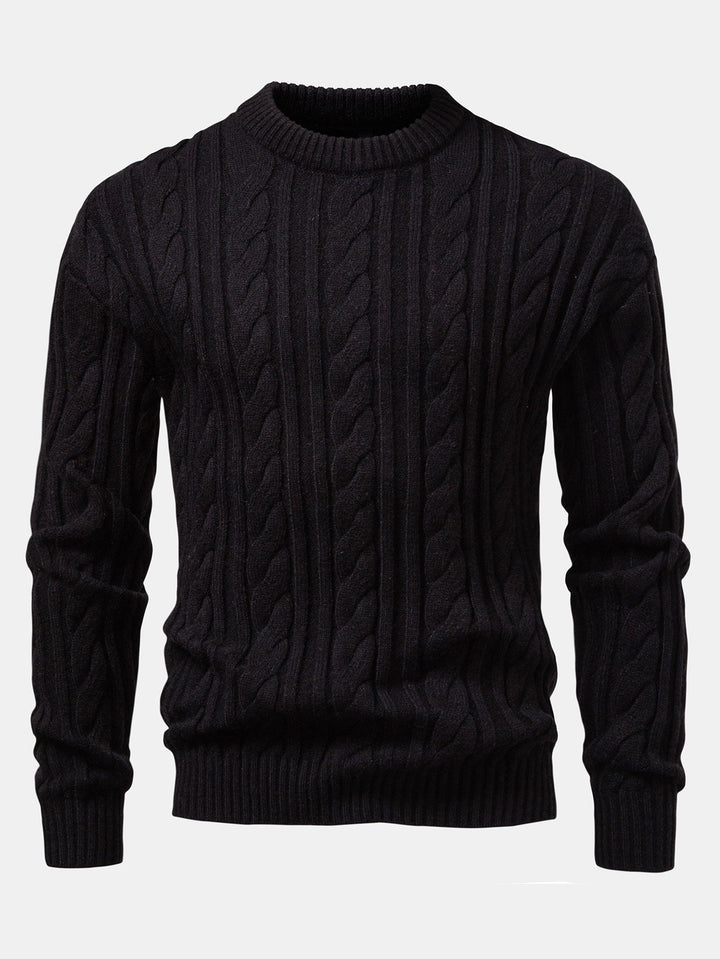 Suéter de Punto Jacquard Retorcido con Cuello Redondo