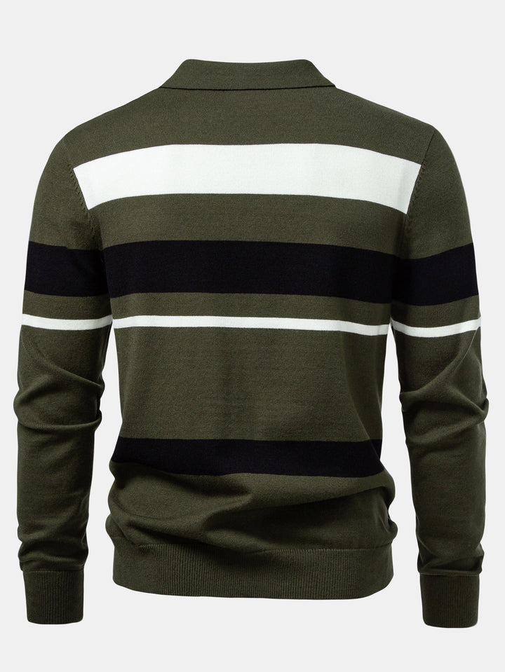 Polo de Punto de Rayas de Manga Larga