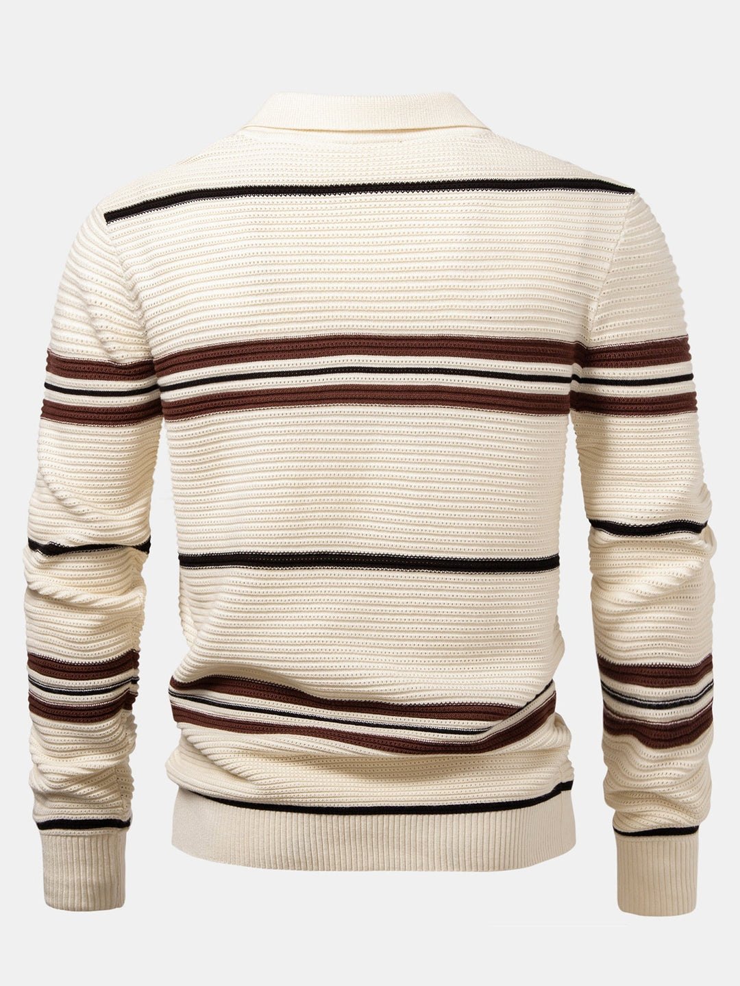 Polo de Punto Texturizado con Rayas y Cremallera