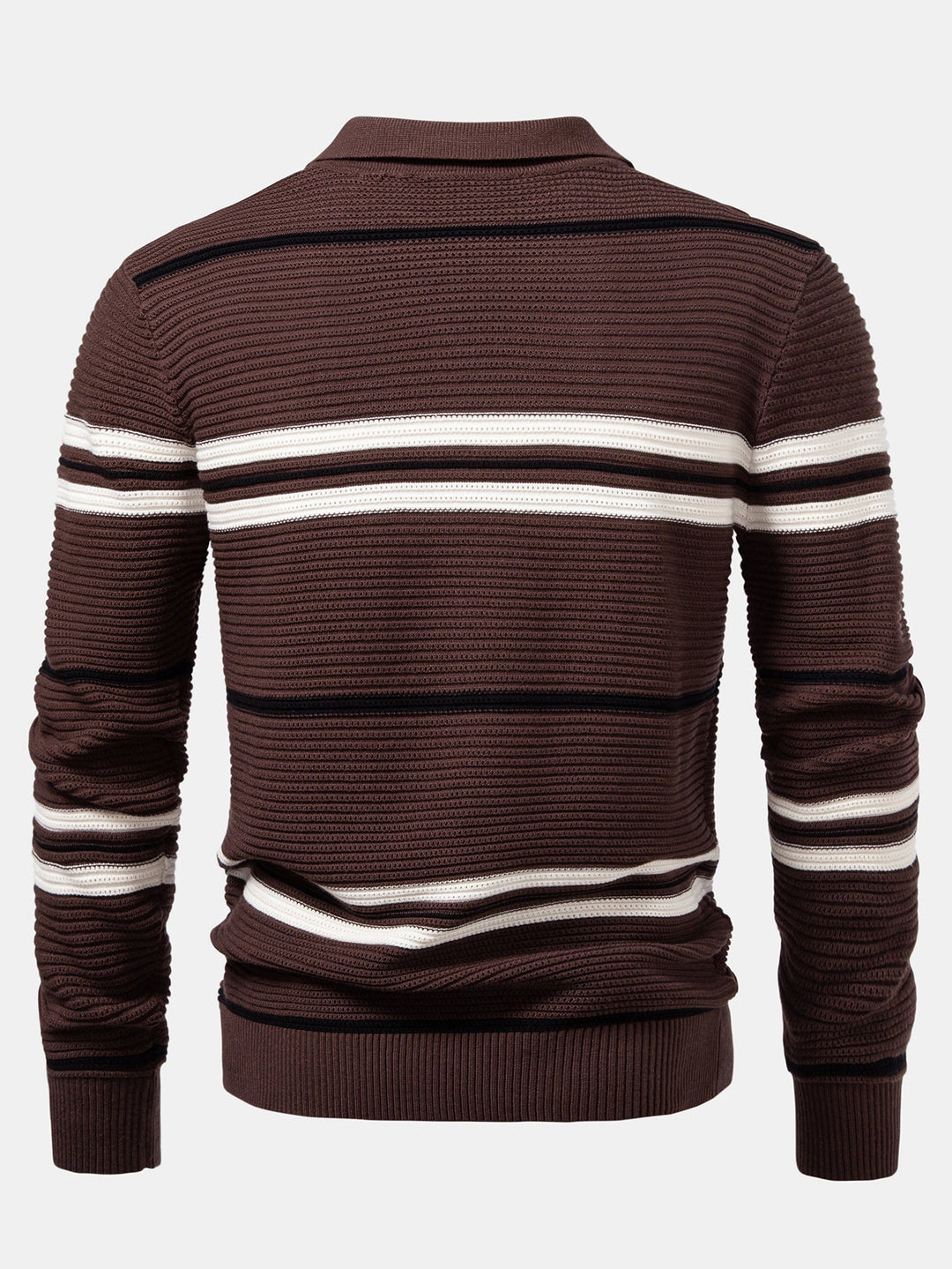 Polo de Punto Texturizado con Rayas y Cremallera