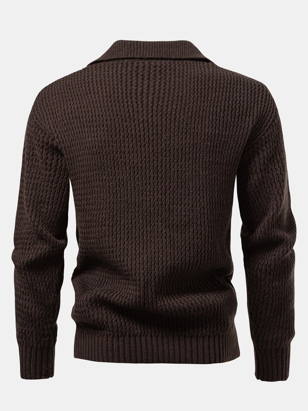 Polo de Punto Jacquard con Ondas y Cuello en V de Manga Larga