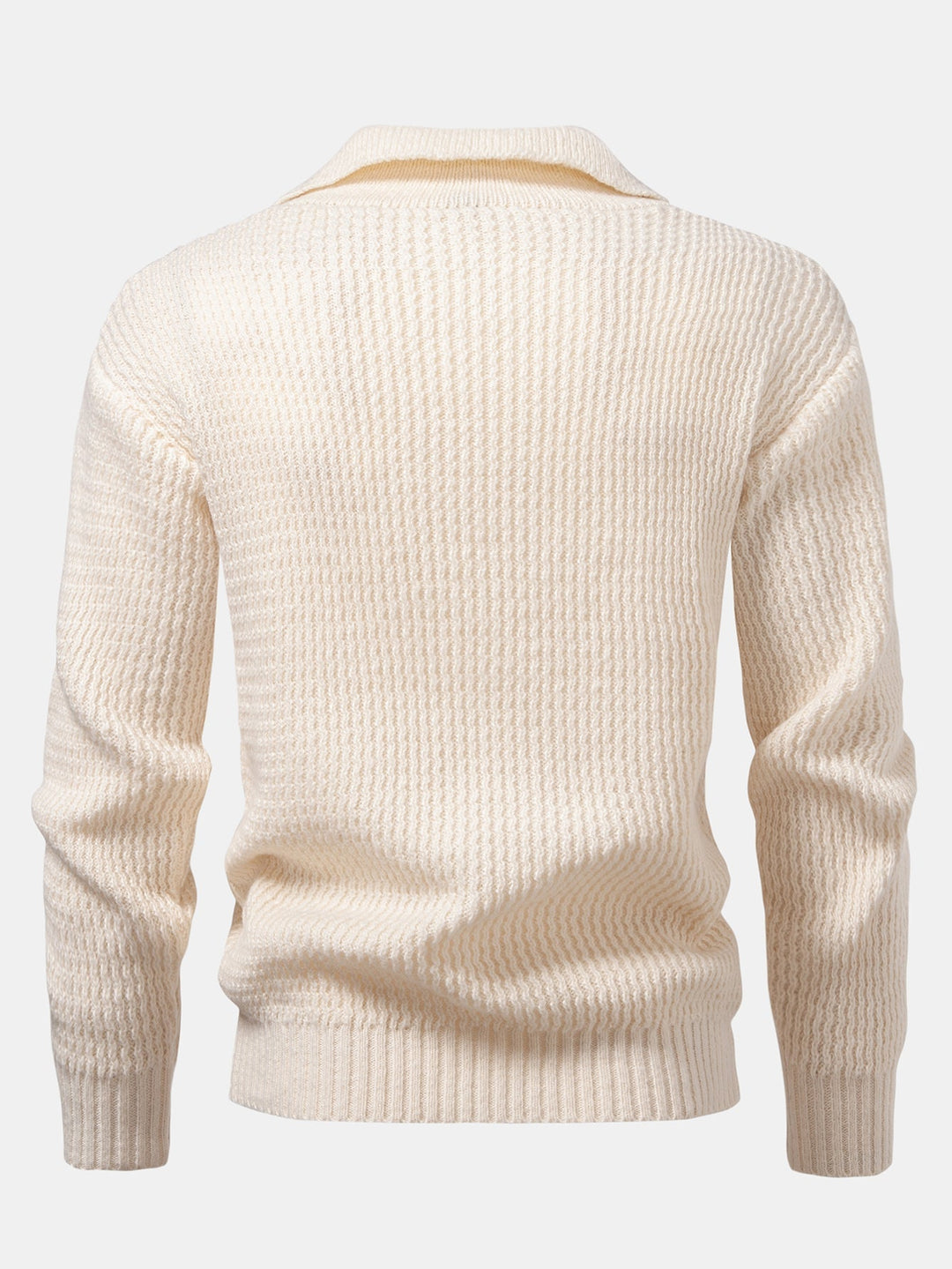 Polo de Punto Jacquard con Ondas y Cuello en V de Manga Larga