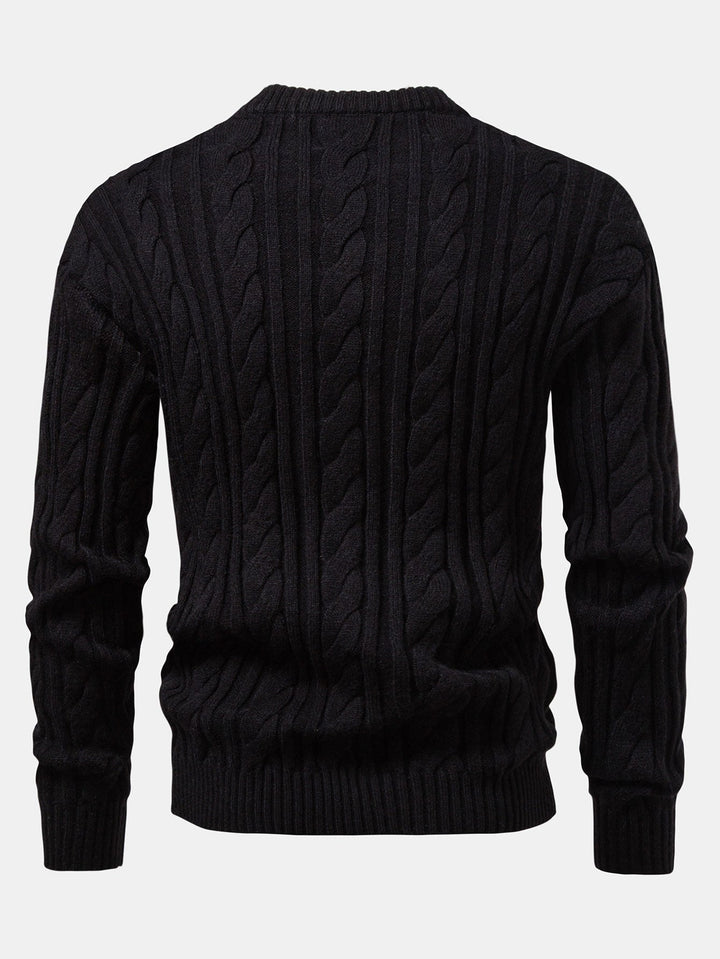 Suéter de Punto Jacquard Retorcido con Cuello Redondo