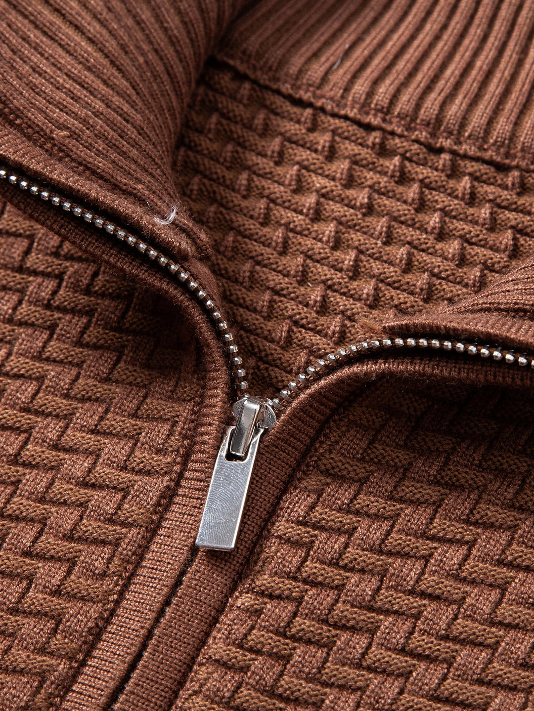 Suéter de Punto Jacquard con Ondas y Cremallera de un Cuarto