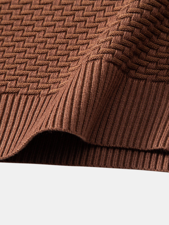 Suéter de Punto Jacquard con Ondas y Cremallera de un Cuarto
