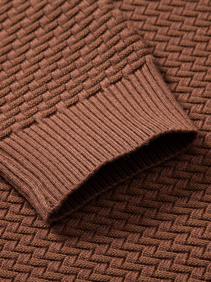 Suéter de Punto Jacquard con Ondas y Cremallera de un Cuarto
