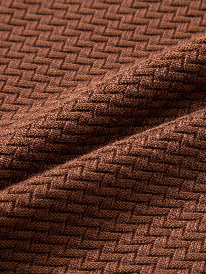 Suéter de Punto Jacquard con Ondas y Cremallera de un Cuarto