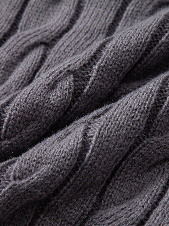 Suéter de Punto Jacquard Retorcido con Cremallera de un Cuarto