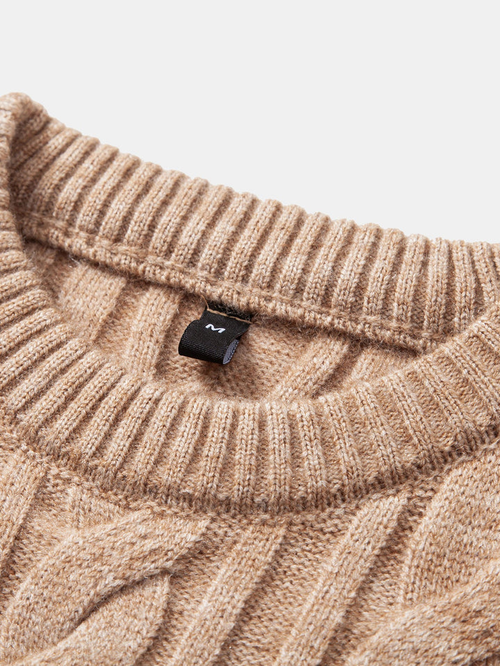 Suéter de Punto Jacquard Retorcido con Cuello Redondo