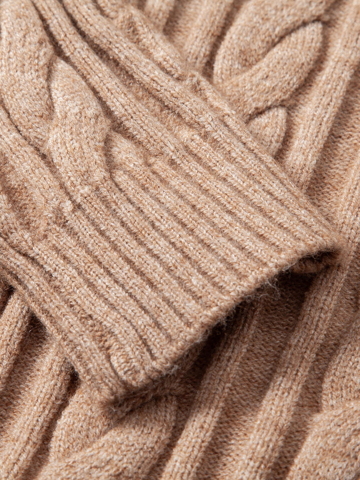 Suéter de Punto Jacquard Retorcido con Cuello Redondo