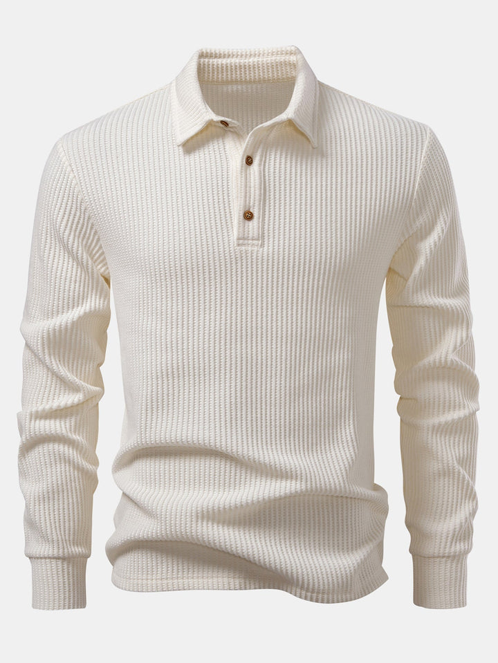 Polo Tejido con Textura Waffle de Manga Larga