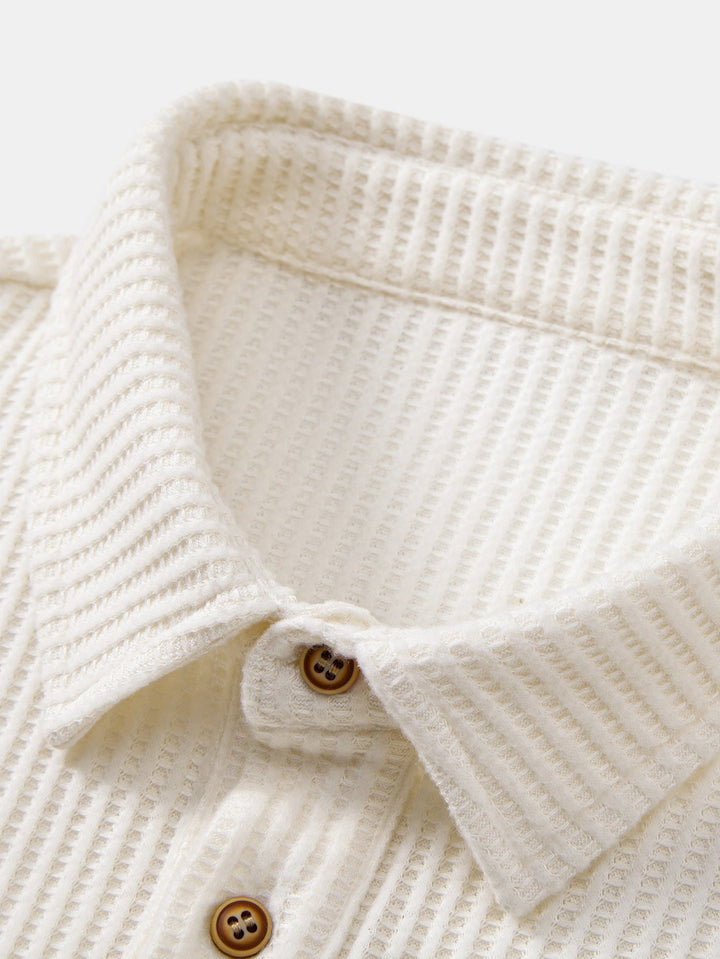 Polo Tejido con Textura Waffle de Manga Larga
