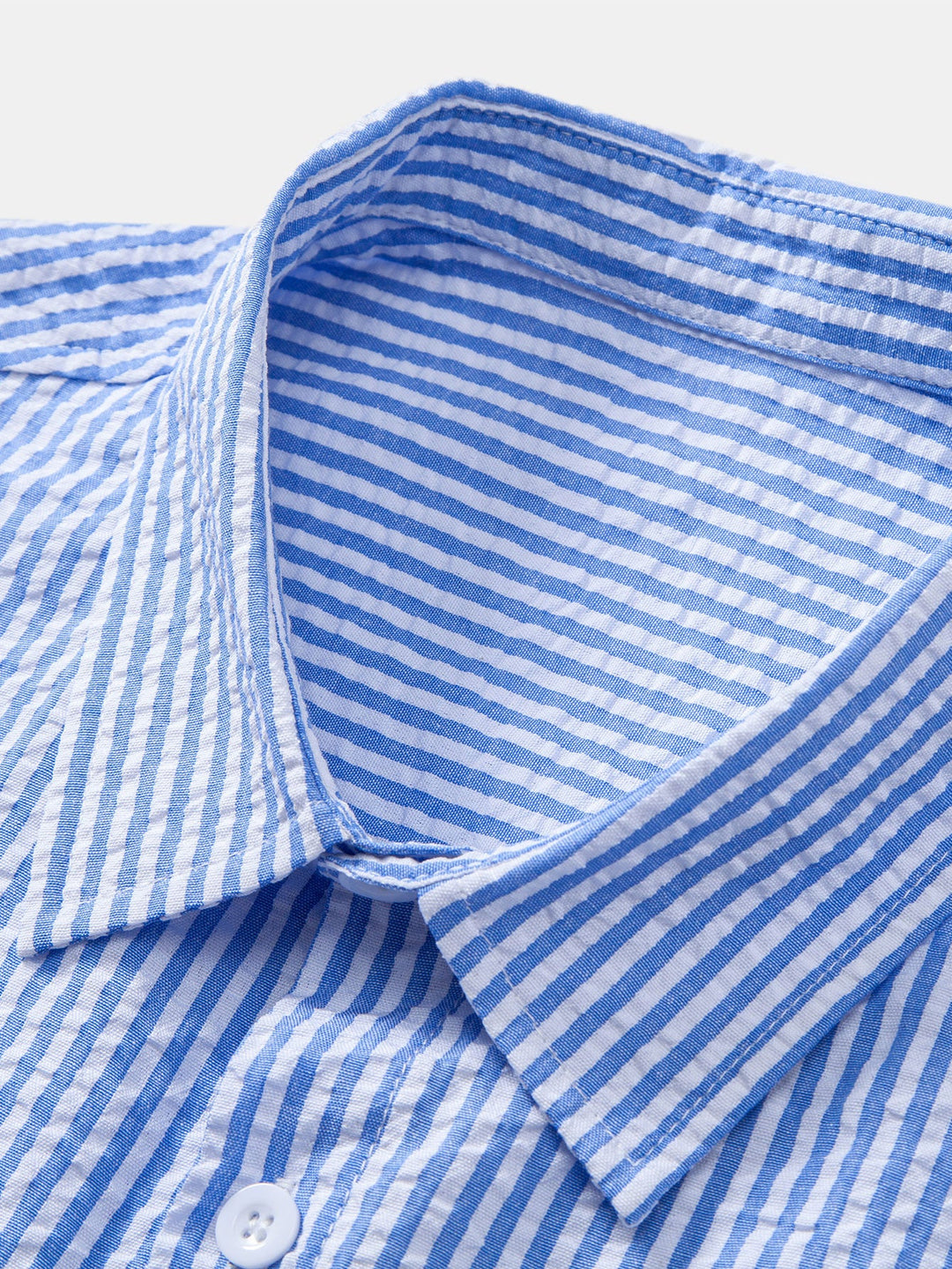 Camisa a Rayas Seersucker con Botones y Pantalones de Lino de Pierna Recta