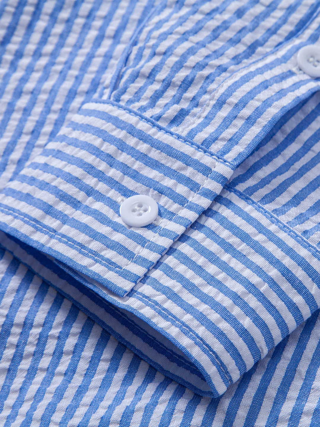 Camisa a Rayas Seersucker con Botones y Pantalones de Lino de Pierna Recta