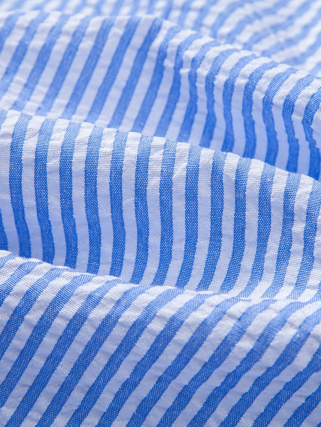 Camisa a Rayas Seersucker con Botones y Pantalones de Lino de Pierna Recta